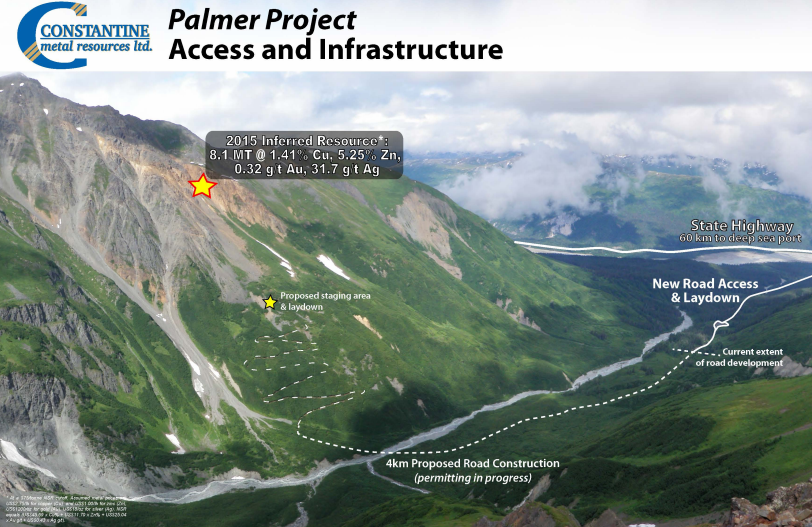 A graphic showing the road extension plans. (Constantine Metal Resources)