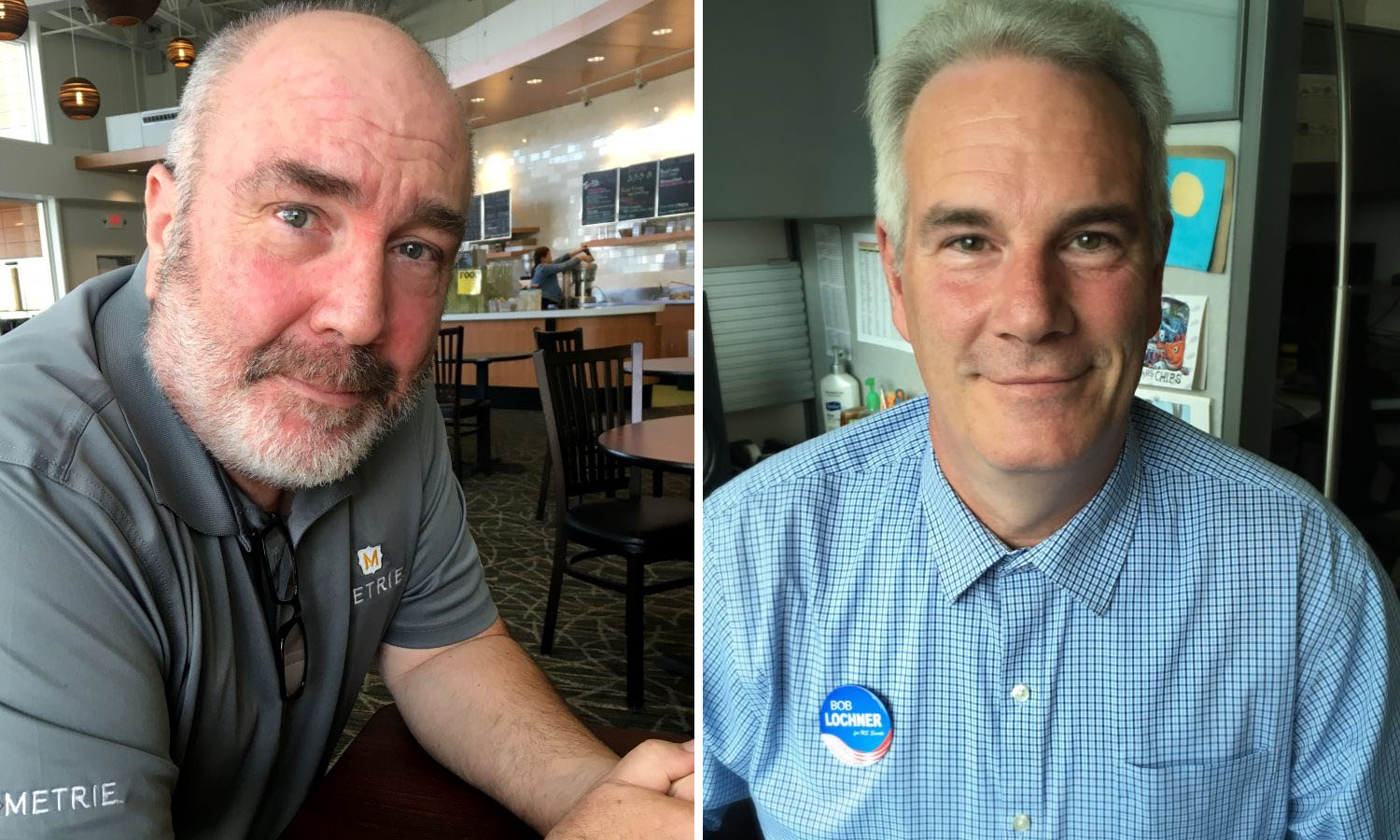 Thomas Lamb, left, is running against Sen. Lisa Murkowski in the Republican Primary. Bob Lochner, of Wasilla, is a Republican candidate for U.S. Senate. (Photos Liz Ruskin, APRN)