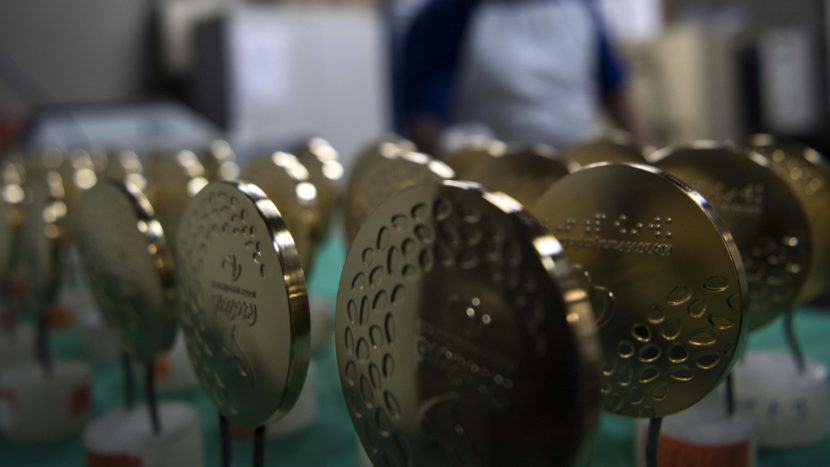 Gold medals for the Rio Olympic Games are displayed at a coin factory in Rio de Janeiro, Brazil, on July 18, 2016. Christophe Simon/AFP/Getty Images
