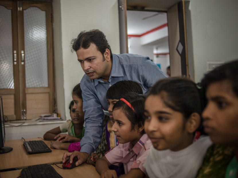 Mahendra Sharma is the director of the Veerni Institute in the city of Johdpur, India. His involvement stems from the days when he was still in high school and Jacqueline de Chollet hired him to help set up the nonprofit's computers. Poulomi Basu for NPR