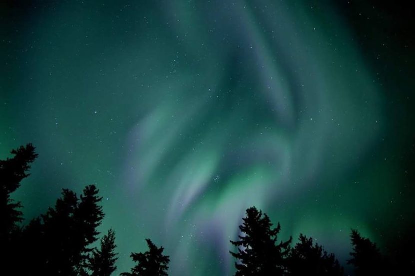 Northern lights on display over the Port Snettisham area south of Juneau early Thursday morning. They were visible across much of Southeast Alaska.
