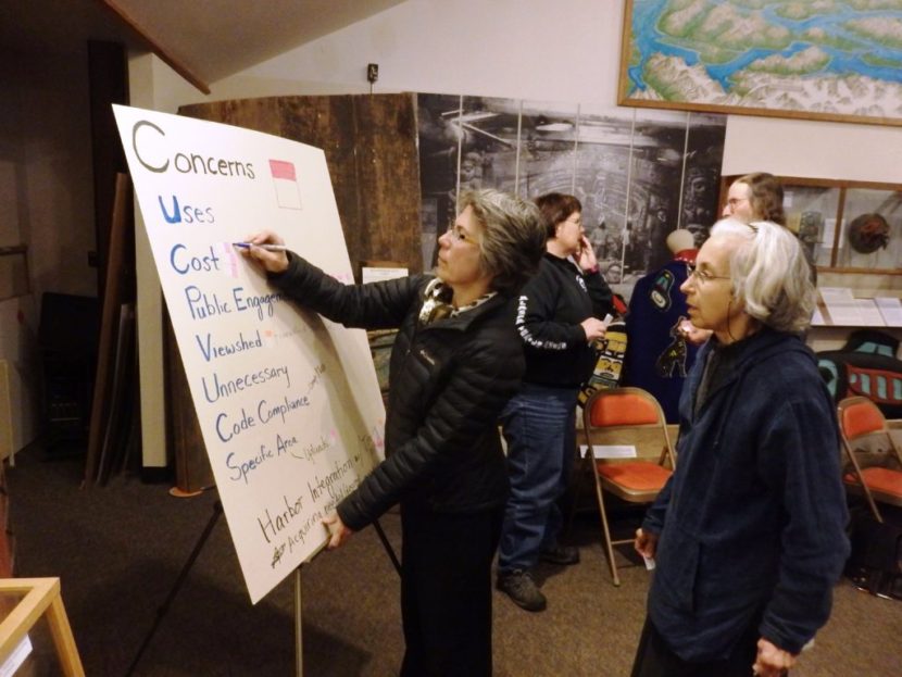 Debra Schnabel ranks concerns for the waterfront trail project.