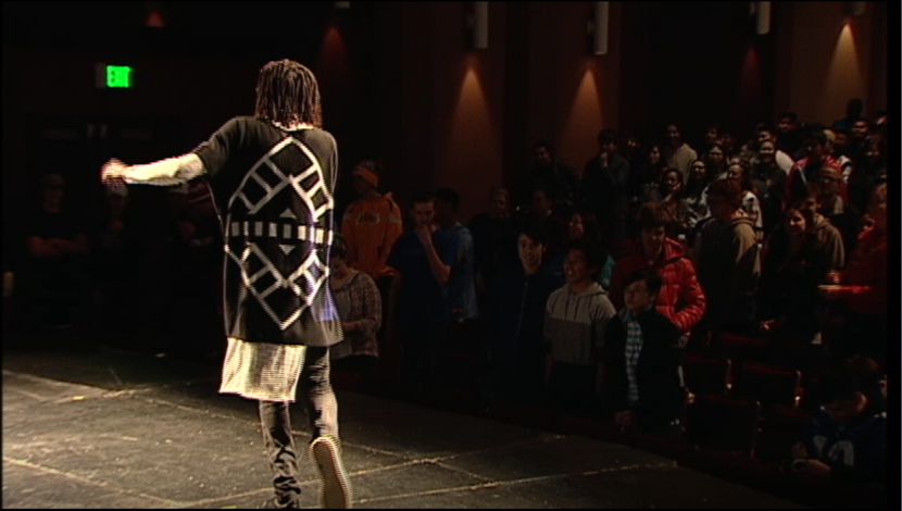 Emmanuel Jal performing at Juneau-Douglas High School on Tuesday.