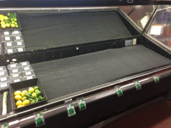 Bare shelves at St. Paul's grocery store. (Courtesy Lauren Divine)