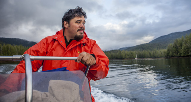 Hydaburg Mayor Tony Christianson in Eek Inlet off Prince of Wales Island in Southeast Alaska. (Photo courtesy The Nature Conservancy)