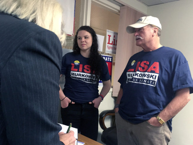 Don Kubley chats with guests during a meet-and-greet with U.S. Senate candidate Lisa Murkowski on Oct. 17, 2016 in Juneau, Alaska. Kubley is supporting Donald Trump for president and says energy policy and Alaska's future weighed heavily on the decision. (Photo by Rashah McChesney/Alaska's Energy Desk)