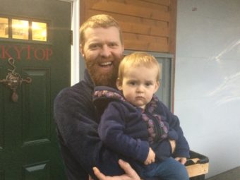 Leif Forrer and his son on Saturday morning.