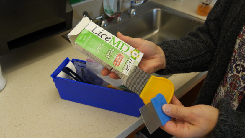 Special combs and products made to remove lice and lice eggs from hair.