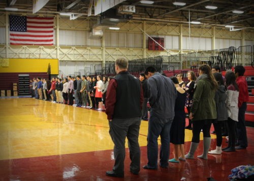 There are more than 40 students on the Mt. Edgecumbe wrestling team, half of whom are girls. (Emily Russell/KCAW)