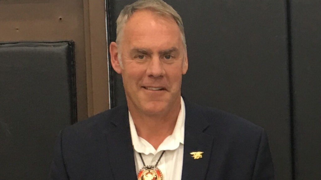 Rep. Ryan Zinke in Frazer, Montana, last summer. (Photo by Mark Trayhant/Trahant Reports)
