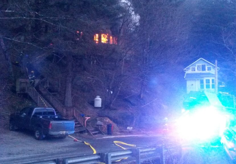 Structure fire on Basin Road late in the evening of Jan. 30, 2017. (Photo courtesy Randy Burton)