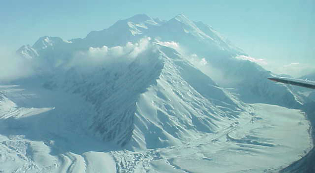 Two glaciers cascade off Denali.