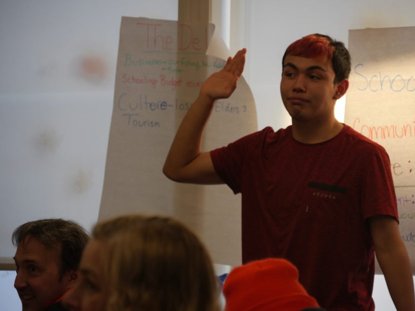 Jerry White III answers a question during the Orange Frog training.