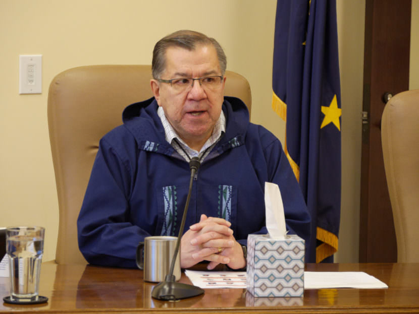 Sen. Lyman Hoffman, D-Bethel, at a Senate Majority press availability, February 24, 2017. (Photo by Skip Gray/360 North)