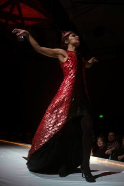 Amy Romme models one side of “Royal Divergence” at Wearable Art 2017. It was a two-person piece she and artist Jessica Hood collaborated on. 