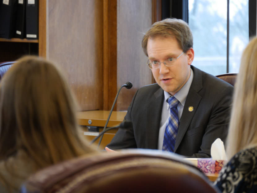 Rep. Lance Pruitt (R-Anchorage) during a discussion about HB 115 in the House Finance Committee on Feb. 13, 2017. (Photo by Skip Gray/360 North)