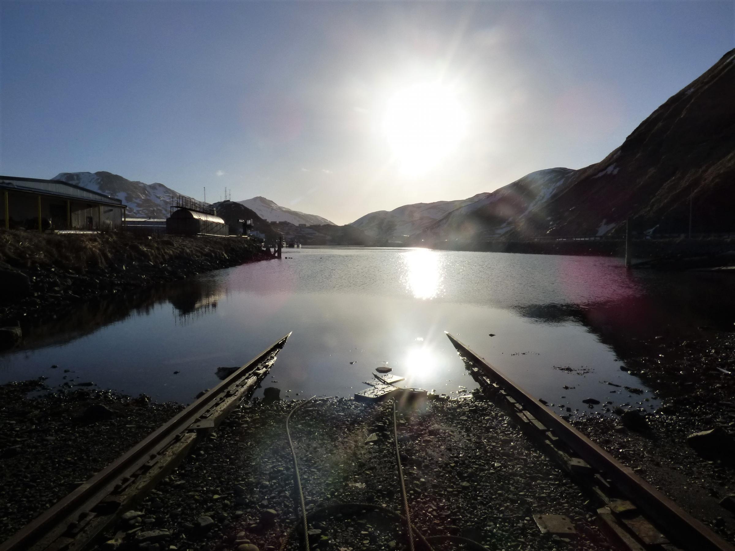 Small boats were hauled out of the water on these train tracks. Wooden blocks were fitted around the hulls to ensure boats didn’t tip. (Photo by Laura Kraegel/KUCB)