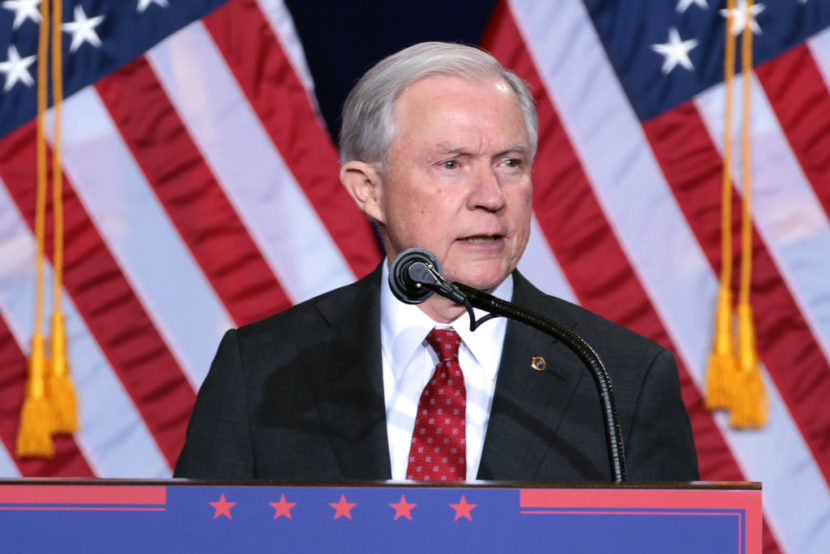 Then-senator Jeff Sessions at a Trump campaign event last year. (Photo: Gage Skidmore/cc)