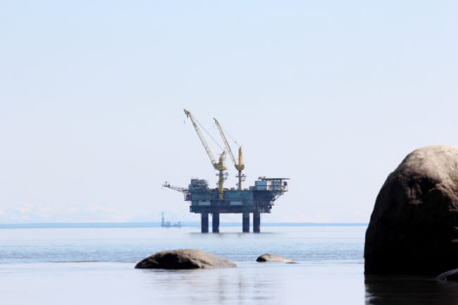 Glacial erratics protrude from the water near Bruce Platform, near Granite Point in Cook Inlet. (Creative Commons photo courtesy Ground Truth Trekking)