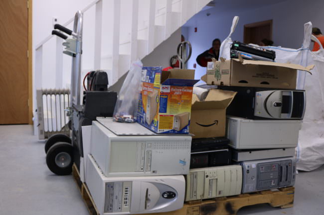 Association partnered with Seattle-based recycling company Total Reclaim to collect old computers and other e-waste. (Photo by Aaron Bolton/ KSTK)