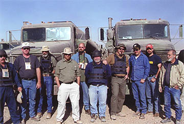 Marshall and his fellow drivers waiting to settle in for the night at Al Taqaddum Air Base in West Central Iraq after unloading a shipment of fuel.