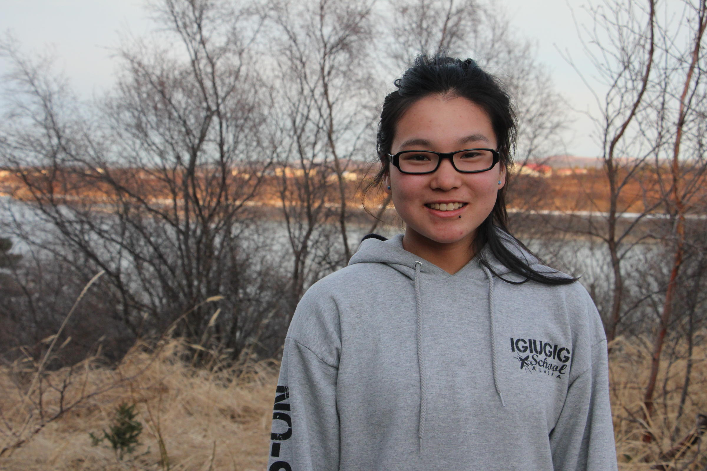 Igiugig School's only senior, 17-year-old Dolly Zharoff, graduates this week. In the fall, she will attend the University of Alaska. (Photo by Avery Lill/KDLG)