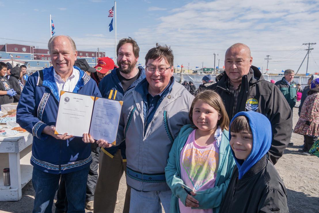 Alaska Gov. Bill Walker in Utqiaġvik on June 24, 2017, after signing Indigenous Peoples Day into state law. (Photo courtesy Governor’s Office of Alaska)