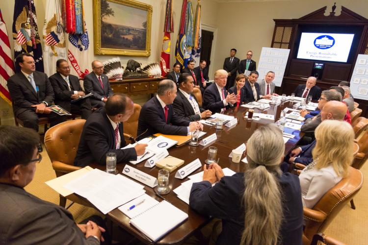 President Donald Trump met with Alaska Gov. Bill Walker, other governors and energy officials in a roundtable discussion Thursday, June 29, 2017, in Washington, D.C. (Photo courtesy White House)