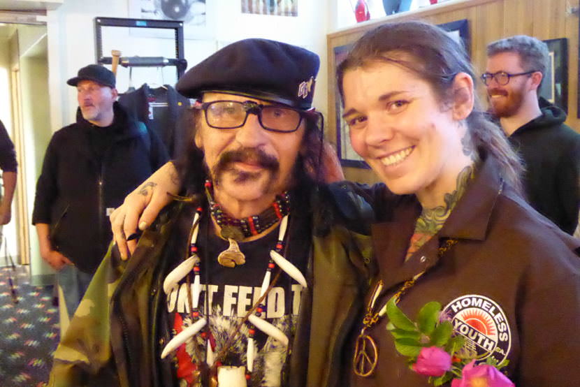 Wayne Fu Smallwood, left, and Rebecca Service, right, on Saturday after the game.