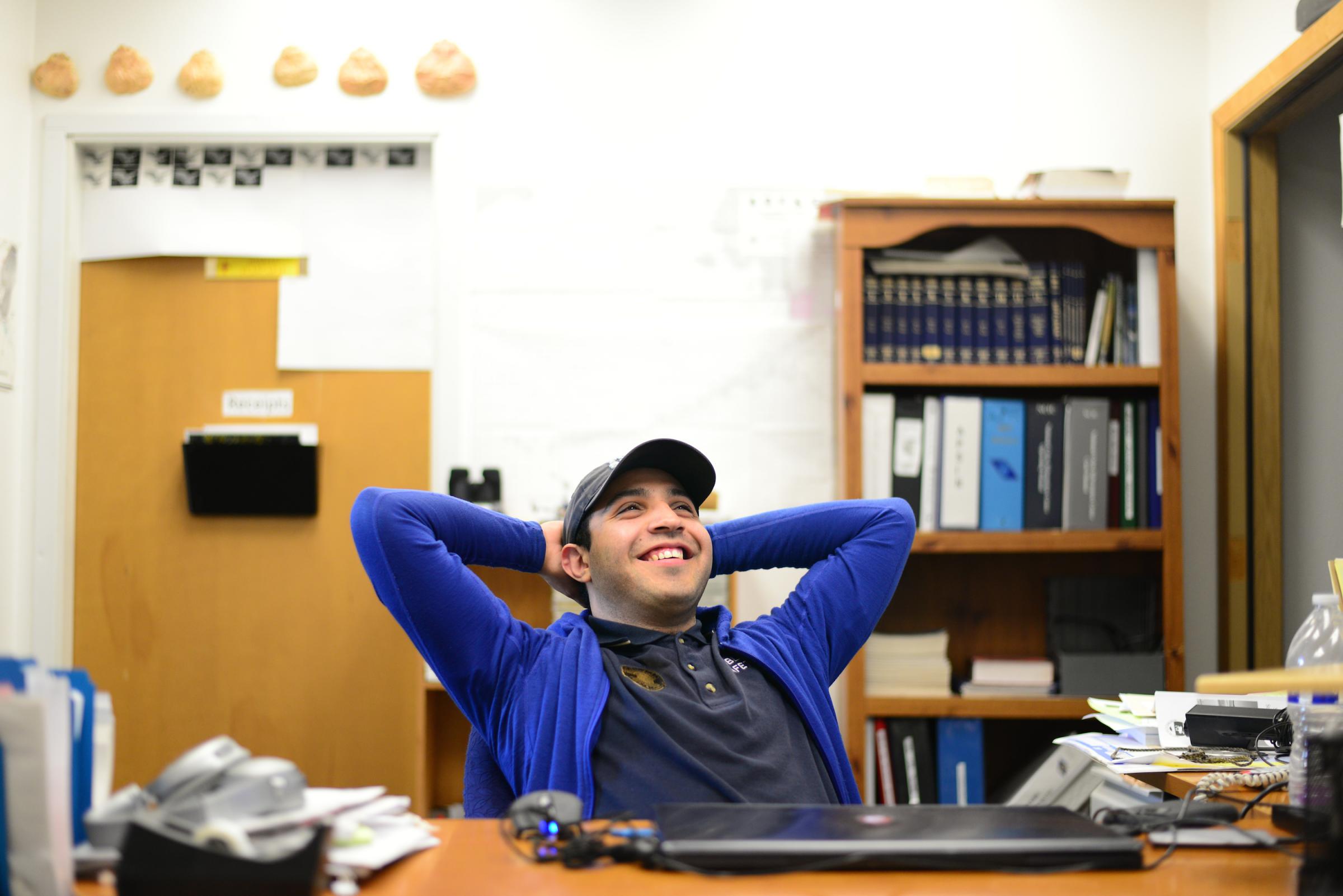 Damian Lopez-Plancarte is "the eagle guy" in Unalaska. He responds to calls for eagle assistance, and collects and ships dead eagles on to the National Repository. (Photo by Berett Wilber/KUCB)