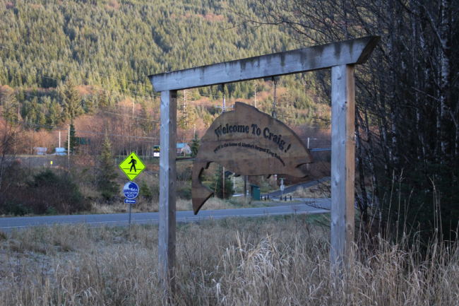 POW Craig sign (Photo by Elizabeth Jenkins/Alaska's Energy Desk)