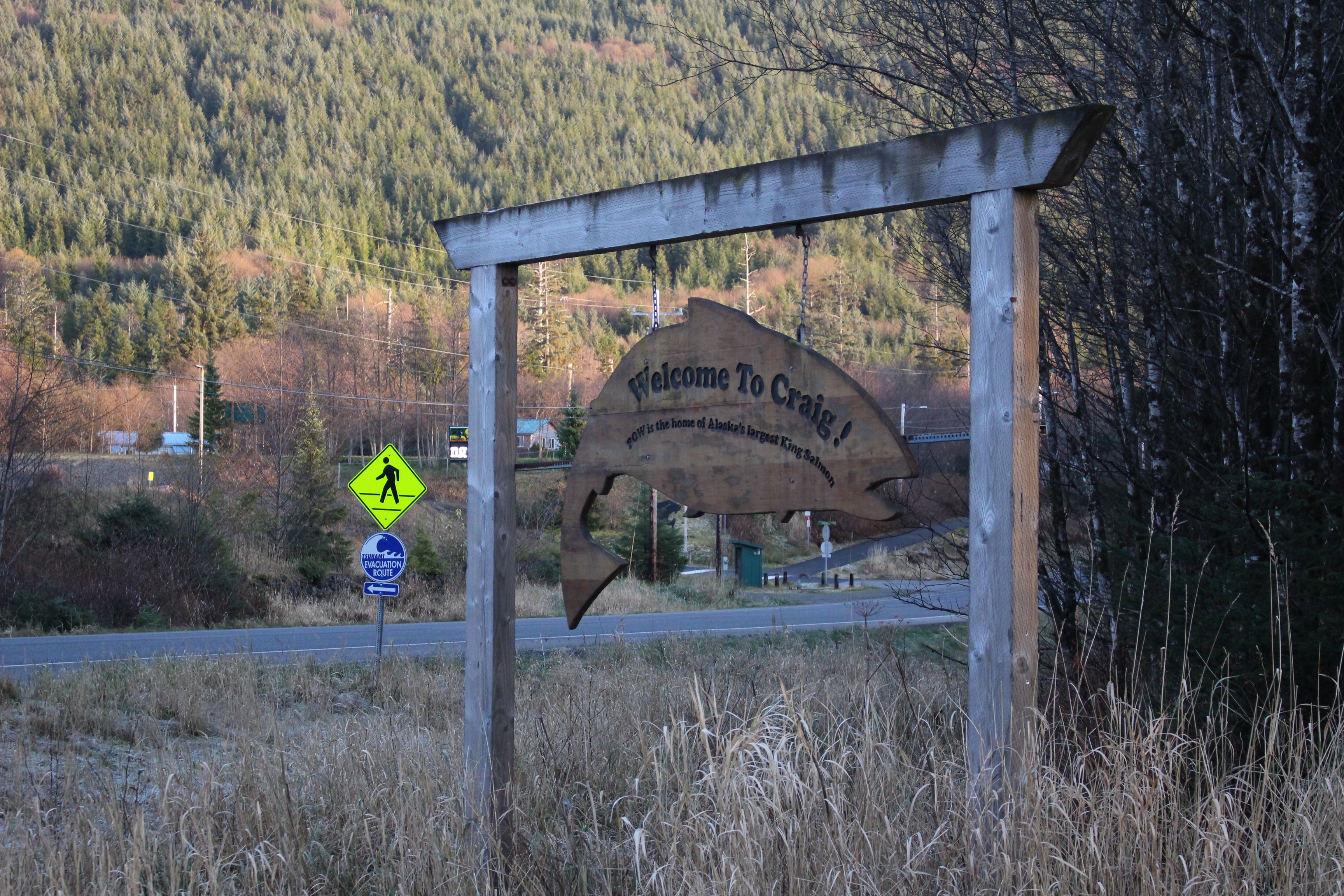 POW Craig sign (Photo by Elizabeth Jenkins/Alaska's Energy Desk)