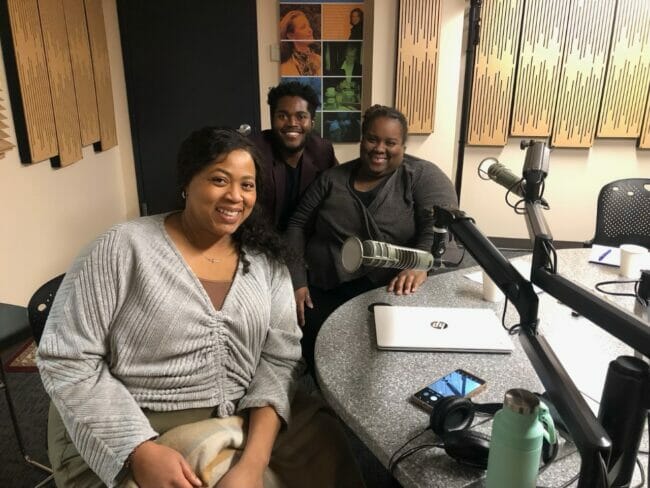 Host Christina Michelle with guests Prince Wright and Jocelyn Miles in the KTOO Studio during Juneau Afternoon (Cheryl Snyder/KTOO)