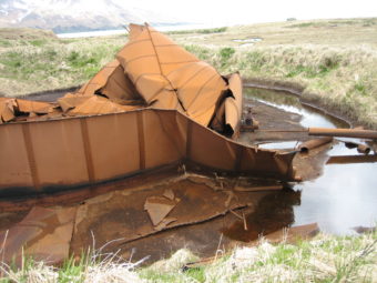 A large fuel tank on Attu