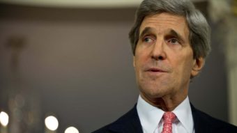 U.S. Secretary of State John Kerry speaks to the press prior to talks with Japanese Foreign Minister Fumio Kishida at the State Department in Washington on Friday. Nicholas Kamm /AFP/Getty Images