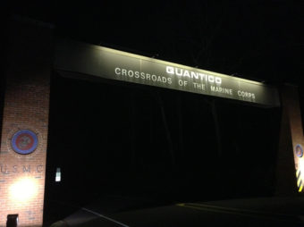 The entrance to the U.S. Marine Corps Base Quantico on Friday. Matthew Barakat/AP