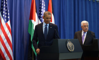 President Barack Obama arives for a joint press conference with Palestinian president Mahmoud Abbas at the Muqataa, the Palestinian Authority headquarters, in the West Bank city of Ramallah. Mandel Ngan /AFP/Getty Images