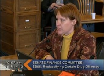 Kris Sell testified yesterday on behalf of the Alaska Peace Officers Association. (Image courtesy Gavel Alaska)