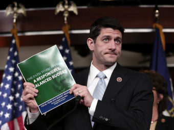 Rep. Paul Ryan, R-Wis., chairman of the House Budget Committee, presents his budget plan during a news conference at the U.S. Capitol on March 12. Win McNamee/Getty Images