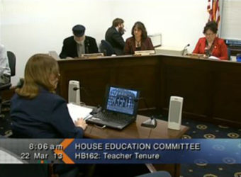 Tammie Wilson speaks at last Friday's hearing on tenure.