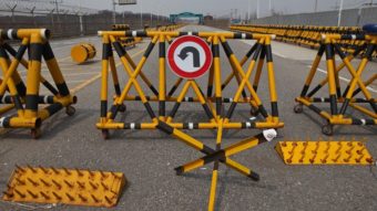 Do not enter: Barriers, including spikes, at the Military Demarcation Line (MDL) near the Demilitarized Zone (DMZ) in the Gyeonggi province, South Korea. Jeon Heon-kyun /EPA /LANDOV