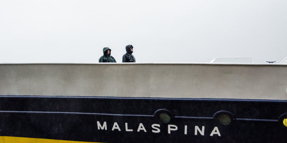 It was pouring rain when the Malaspina docked in Juneau.