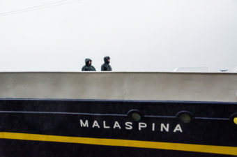 It was pouring rain when the Malaspina docked in Juneau.