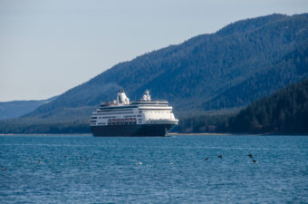 The cruise ship Statendam makes its way up Gastineau Channel.