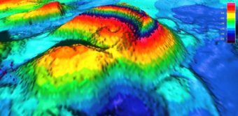This graphic image provided by Forest Service Geologist Jim Baichtal shows the newly discovered volcano in Behm Canal near Misty Fiords National Monument.