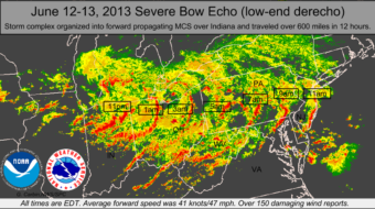 A radar image of the storm complex that may have caused the tsunami. NOAA