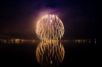 Fireworks over Juneau's harbor.