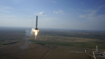 The "Grasshopper" during its hop into the air. SpaceX