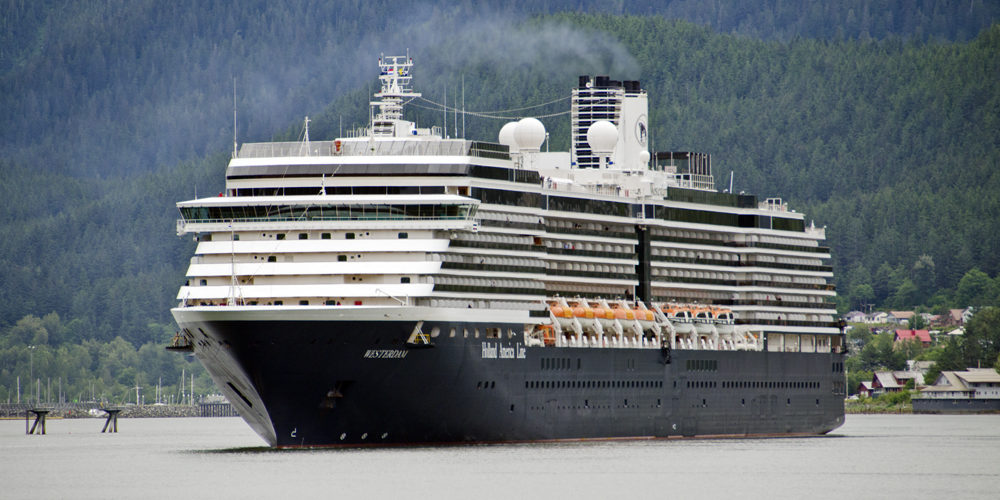 The Holland America Cruise Ship Westerdam prepares to dock in Juneau July 16, 2012. (Photo by Heather Bryant/KTOO)