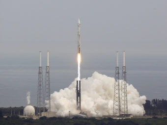 NASA's MAVEN, short for Mars Atmosphere and Volatile Evolution, with a capital "N" in EvolutioN, atop a United Launch Alliance Atlas V rocket, lifts off from Cape Canaveral Air Force Station, on Monday. John Raoux/AP
